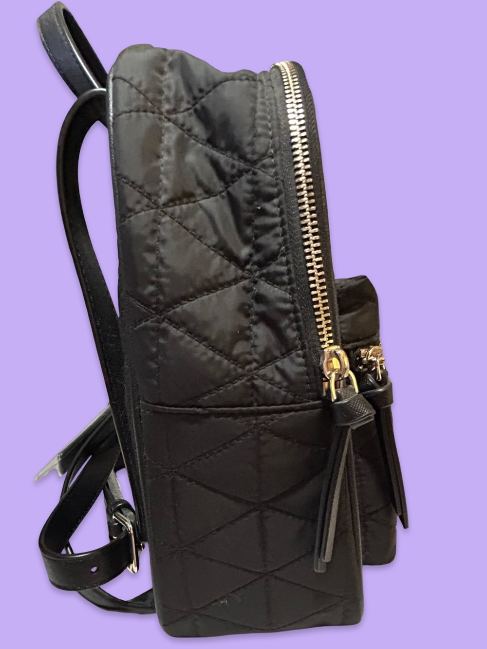 NWT KATE SPADE QUILTED BACKPACK,DIAMOND PATTERN, w/GOLD TONE HARDWARE.ADJUSTABLE - Picture 11 of 16